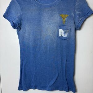 Rebel Yell Blue Short Sleeve Tee Women Size Small